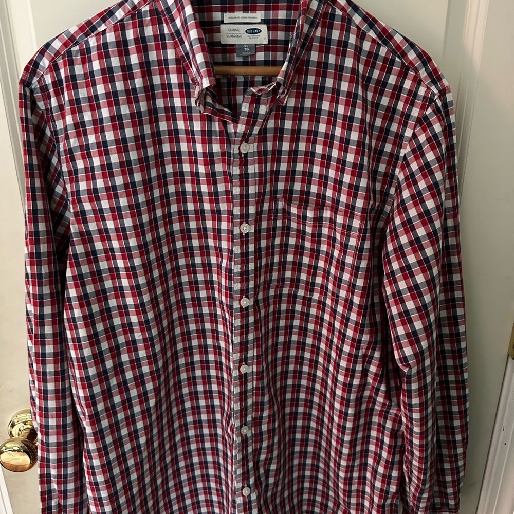 Old Navy Red and White Plaid Casual Shirt